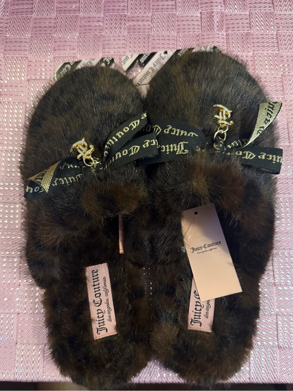 Juicy Couture Brown Faux Fur Slide Slippers